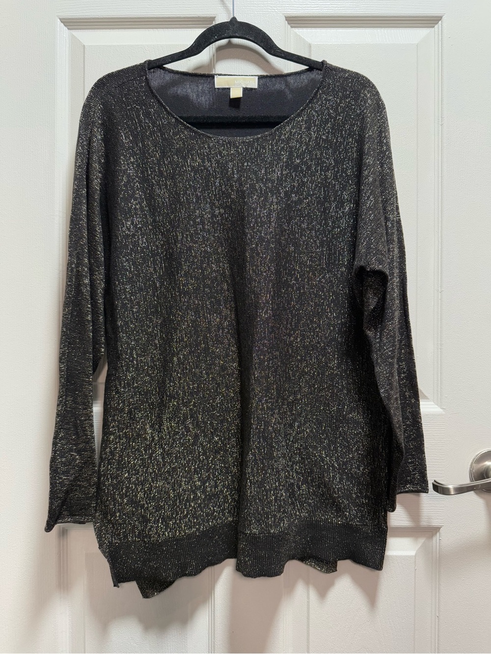 Michael Kors Metallic Black gold Crewneck Sweater size XL
